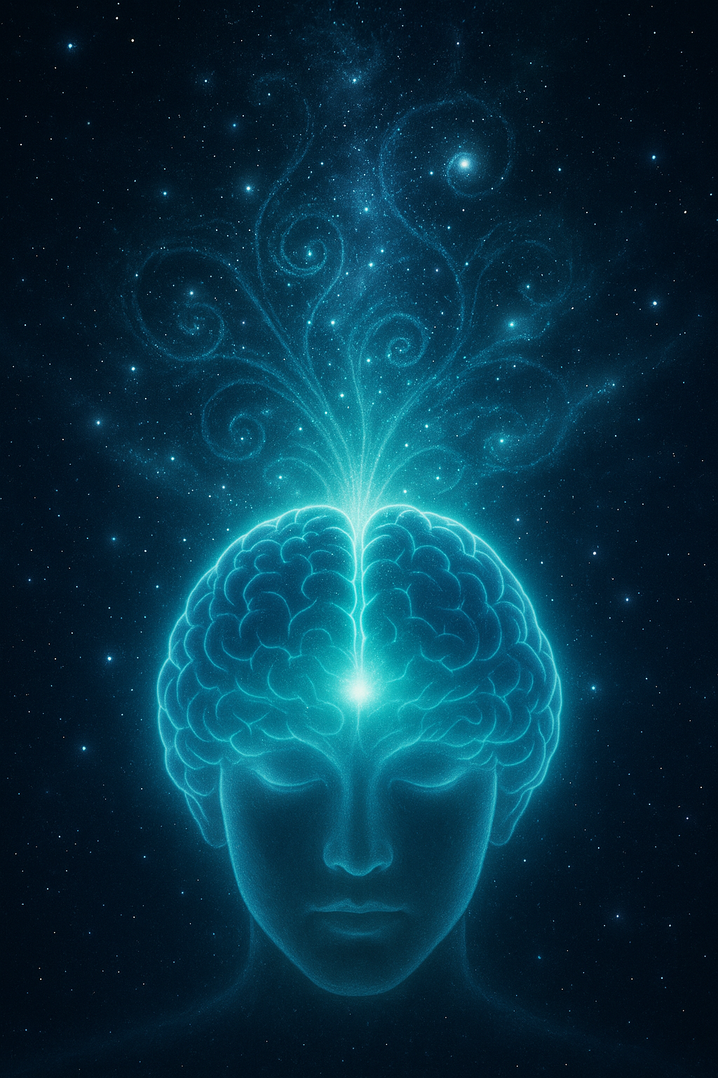 Evenly lit brain opening into a field of stars